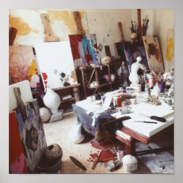 Kreatives Chaos: Dynamischer Arbeitsbereich des Kü Poster