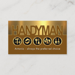 Kreatives Handwerker-Schild auf Goldschicht Visitenkarte