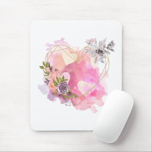 Kreatives Herz mit Wasserfarbspritzer gestreift Mousepad