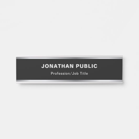 Kreatives moderner Entwurfs-Schwarzes und Silber Türschild (Vorderseite )