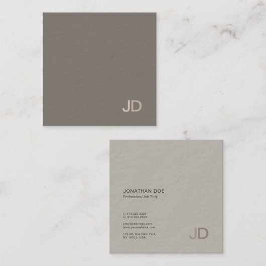 Kreatives modernes Design Monogram Schlicht Luxe Quadratische Visitenkarte (Vorne/Hinten)