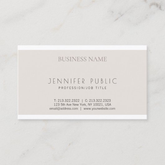 Kreatives modernes Minimalistisches Design Schlich Visitenkarte (Vorderseite)