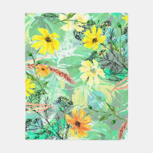 Kreatives, nahtloses Aquarellmuster von Pflanze, E Fleecedecke