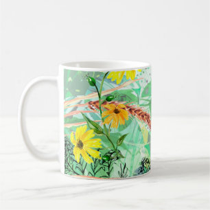 Kreatives, nahtloses Aquarellmuster von Pflanze, E Kaffeetasse