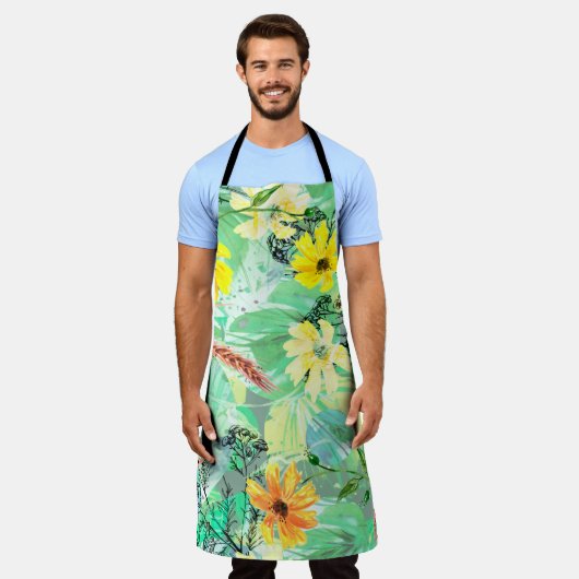 Kreatives, nahtloses Aquarellmuster von Pflanze, E Schürze (Getragen)