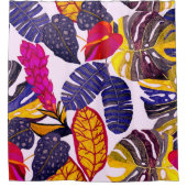 Kreatives, nahtloses Muster mit tropischen Blätter Duschvorhang (Vorderseite)