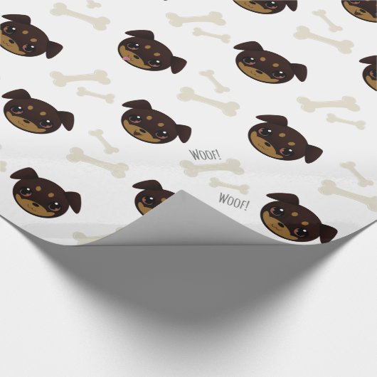 Kreatives Niedliches Rottweiler-Welpen- und Knoche Geschenkpapier (Ecke)