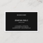 Kreatives Schwarz-weißes modernes einfaches Visitenkarte (Rückseite)