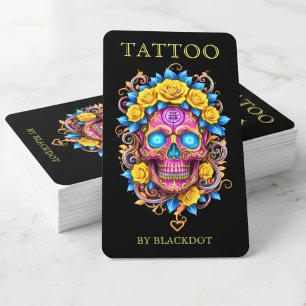 Kreatives Tattoo-Studio Floral-Schädel-Tätowierer Visitenkarte