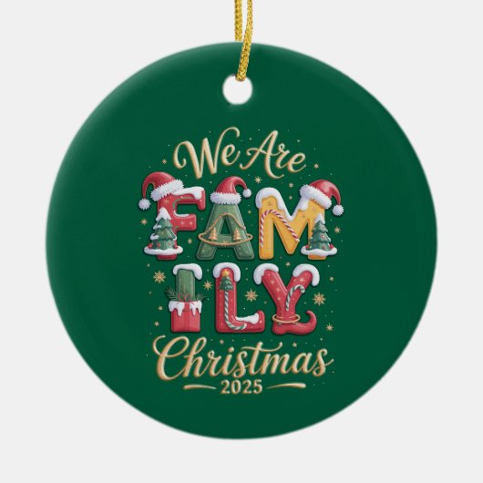 Kreatives und lustiges Familienweihnachten Keramik Ornament (Vorne)