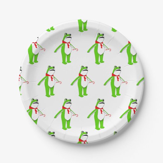 Kreatives Weihnachtsferien-Frosch Pappteller (Vorderseite)