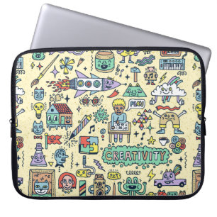 Kreativität Aktivitäten Funny Doodle Cartoon Set 1 Laptopschutzhülle