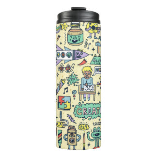Kreativität Aktivitäten Funny Doodle Cartoon Set 1 Thermosbecher