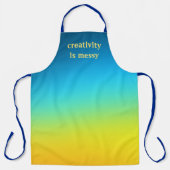 "Kreativität ist Messy" Blau und Gelb Ombre Schürze (Vorderseite)