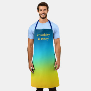 "Kreativität ist Messy" Blau und Gelb Ombre Schürze