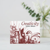 Kreativität schläft nie postkarte (Stehend Vorderseite)
