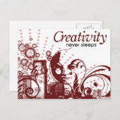 Kreativität schläft nie postkarte (Vorne/Hinten)