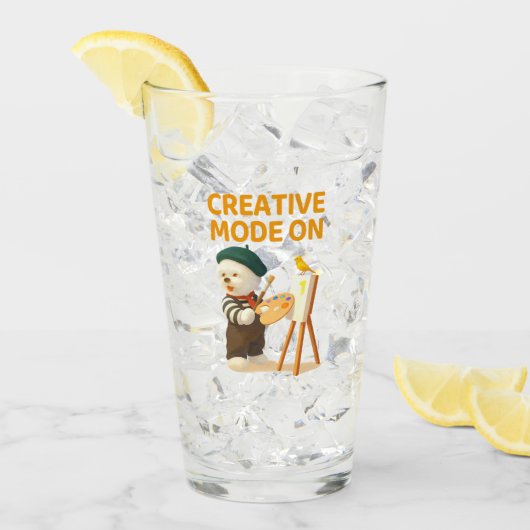 Kreativmodus aktiviert: Maler Bichon-Hund Künstler Glas (Vorderseite Ice)