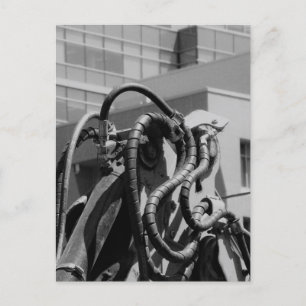 Kreatur-Roboter-Ölmaschinen Schwarz-Weiß Postkarte