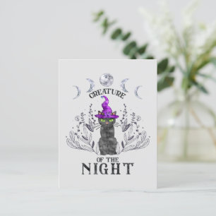 Kreaturen der Nacht - Halloween-Schwarze Katze Postkarte