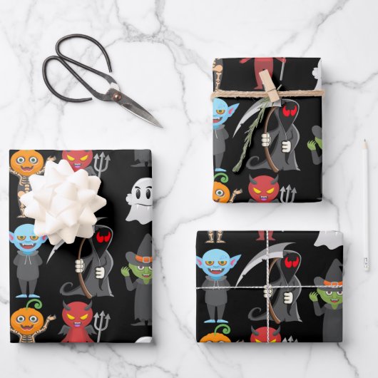 Kreaturen des grauenhaften Halloween Geschenkpapier Set (Vorderseite)