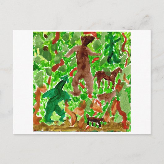 Kreaturen im Tiefwald auf der Postkarte (Vorderseite)