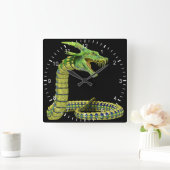 Kreaturenschlange Grün Quadratische Wanduhr (Zuhause)