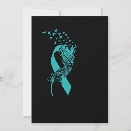 Krebs Aquamarine Ribbon Feather Birds Save The Date (Vorderseite)