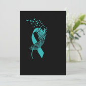Krebs Aquamarine Ribbon Feather Birds Save The Date (Stehend Vorderseite)