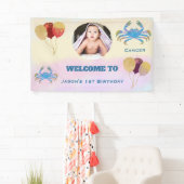 Krebs-Aquarell 1. Geburtstag | 1 Foto & Ballons Banner (Insitu)