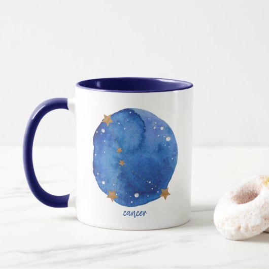 Krebs-Aquarell-Himmels-Konstellations-Tierkreis Tasse (Mit Donut)