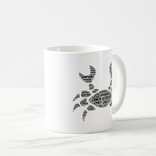 Krebs-Astrologie-Tierkreis-Zeichen-Wort-Wolke Kaffeetasse (VorderseiteRechts)