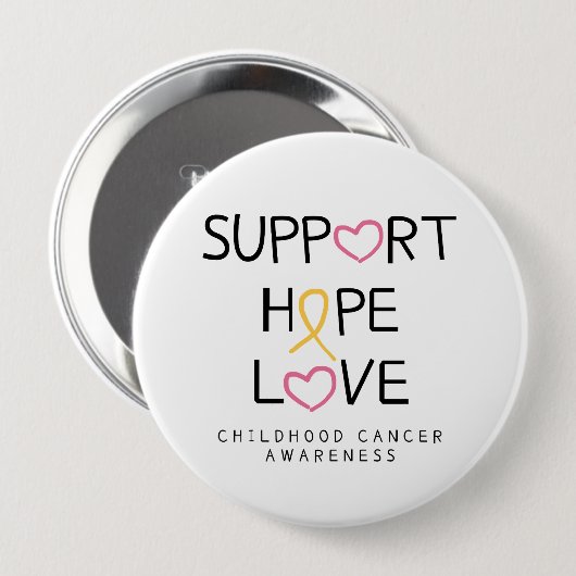 Krebs bei Kindern. support.hope.Liebe. Button (Vorne & Hinten)