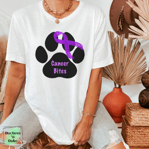 Krebs Beißt Hund Pfote Lila Band Pankreas T-Shirt