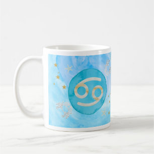 Krebs Blau Aquarell Astrologie Sternzeichen Tasse