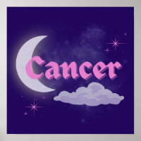 Krebs Celestial Moon Cloud Stars Astrologie Kunst