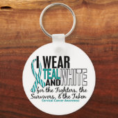 KREBS CERVICAL Aquamarin Weiß für Kämpfer Überlebe Schlüsselanhänger (Vorderseite)