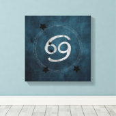 Krebs der Krebs aquamarine silberne zodiale Konste Leinwanddruck (Insitu (Holzboden))