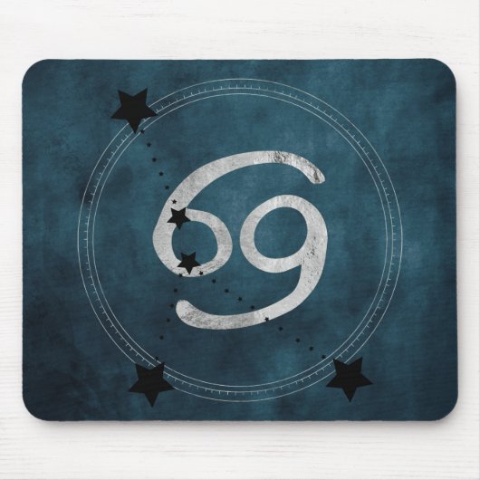 Krebs der Krebs schwarz silber aquamarin blauen zo Mousepad (Vorne)