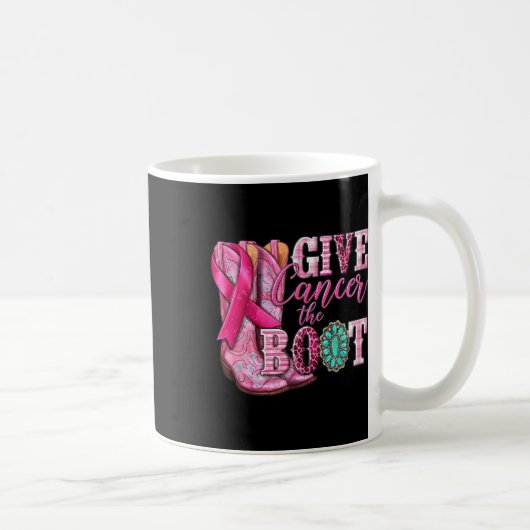 Krebs Die Boot Cowgirl-Rosa Brustkrebs Schleife Kaffeetasse (Rechts)