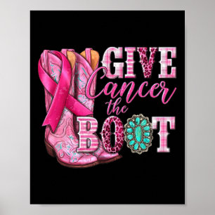 Krebs Die Boot Cowgirl-Rosa Brustkrebs Schleife Poster