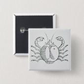 Krebs (die Krabbe) eine Illustration vom Button (Vorne & Hinten)