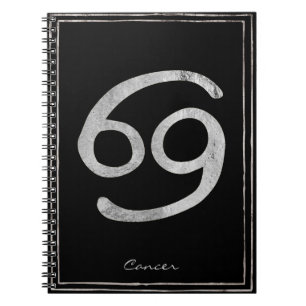 Krebs die Krabbe hammered silber stilisierte Astro Notizblock