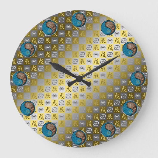 Krebs & Erddrache Große Wanduhr (Vorderseite)