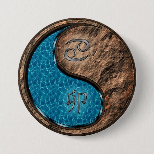 Krebs & Erde Kaninchen Button (Vorderseite)