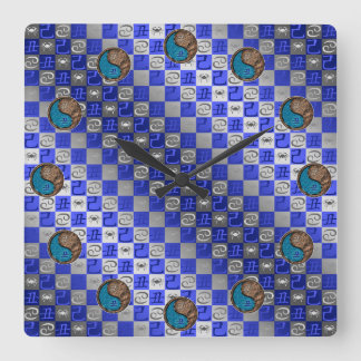 Krebs & Erde Ochse Quadratische Wanduhr