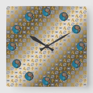Krebs & Erde Ratte Quadratische Wanduhr
