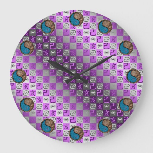 Krebs & Erde Schwein Große Wanduhr (Vorderseite)