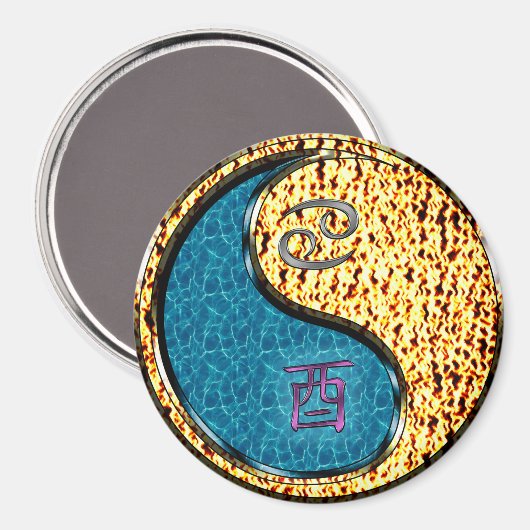 Krebs & Feuer Hahn Magnet (Vorderseite/Rückseite)