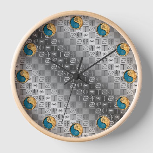 Krebs & Feuer Kaninchen Uhr (Vorderseite)